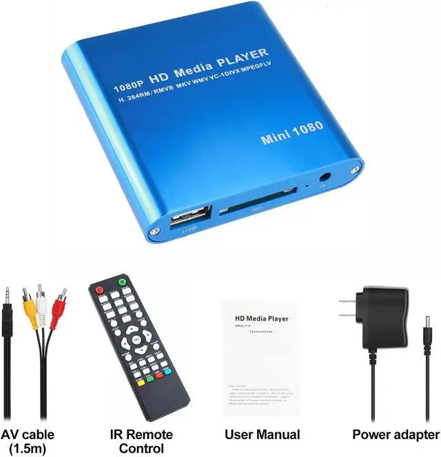 Alt view image 7 of 7 - HDMI Media Player Blue Mini 1080p Full-HD Ultra HDMI Digital Media Player for MKV / RM- HDD USB Drives and SD Cards