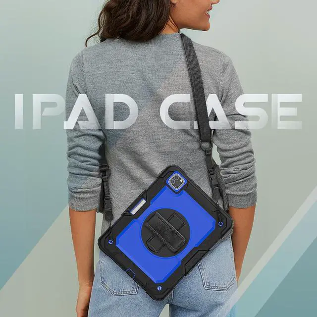 Alt view image 3 of 6 - Case for New iPad Pro 11 Inch 2020 2nd Generation with 360 Degree Rotating Hand and Shoulder Strap Heavy Duty Shockproof Protective Cover for iPad Pro 11 2020 & 2018