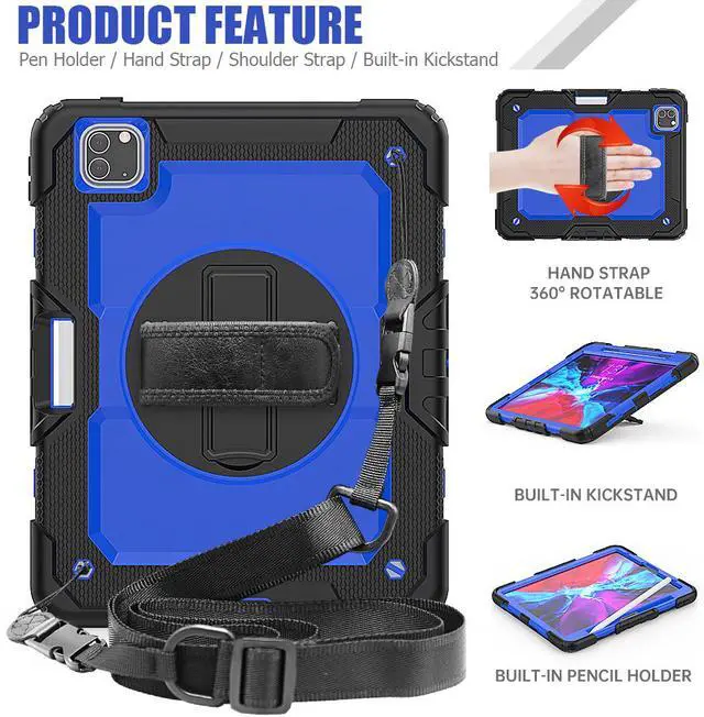 Alt view image 4 of 6 - Case for New iPad Pro 11 Inch 2020 2nd Generation with 360 Degree Rotating Hand and Shoulder Strap Heavy Duty Shockproof Protective Cover for iPad Pro 11 2020 & 2018