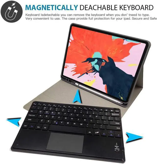 Alt view image 4 of 7 - iPad Pro 12.9 2020 Keyboard case with Pencil Holder Detachable Keyboard Case with Touchpad Kickstand Cover Auto Wake Sleep Case for iPad Pro 12.9 2020 4th Generation