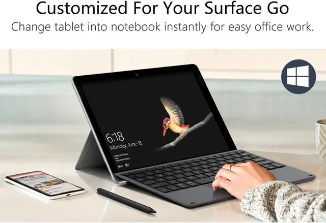 Alt view image 5 of 6 - Microsoft Surface Go 10 inch 2018 Type Cover with 7-Color LED Backlits Slim Portable Wireless Bluetooth Keyboard with Trackpad for Microsoft Surface Go 10" 2018