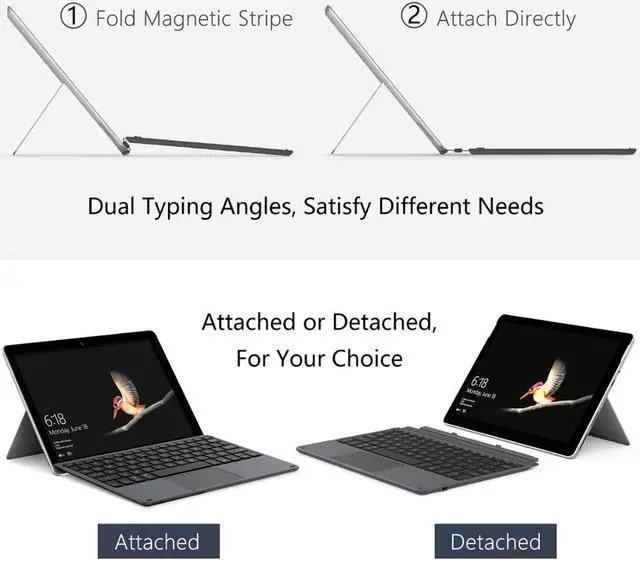 Alt view image 2 of 6 - Microsoft Surface Go 10 inch 2018 Type Cover with 7-Color LED Backlits Slim Portable Wireless Bluetooth Keyboard with Trackpad for Microsoft Surface Go 10" 2018