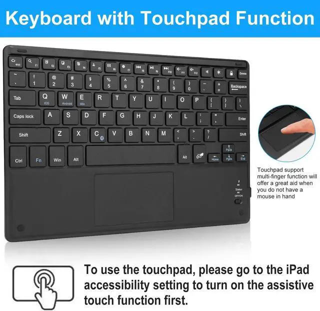 Alt view image 3 of 7 - Touchpad Keyboard Case for iPad 10.2 7th Gen Keyboard Case 2019 / iPad Air 3 / iPad 10.5 2017 Touchpad Keyboard Bluetooth Slim Leather Folio Smart Cover with Pencil Holder for iPad 10.2" 10.5"