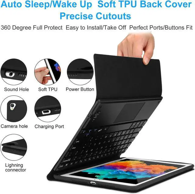 Alt view image 7 of 7 - Touchpad Keyboard Case for iPad 10.2 7th Gen Keyboard Case 2019 / iPad Air 3 / iPad 10.5 2017 Touchpad Keyboard Bluetooth Slim Leather Folio Smart Cover with Pencil Holder for iPad 10.2" 10.5"