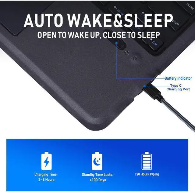 Alt view image 5 of 7 - PU Leather Wireless Keyboard Case for iPad 10.2 with Touchpad for iPad 2019 7th Generation Auto Sleep Wake
