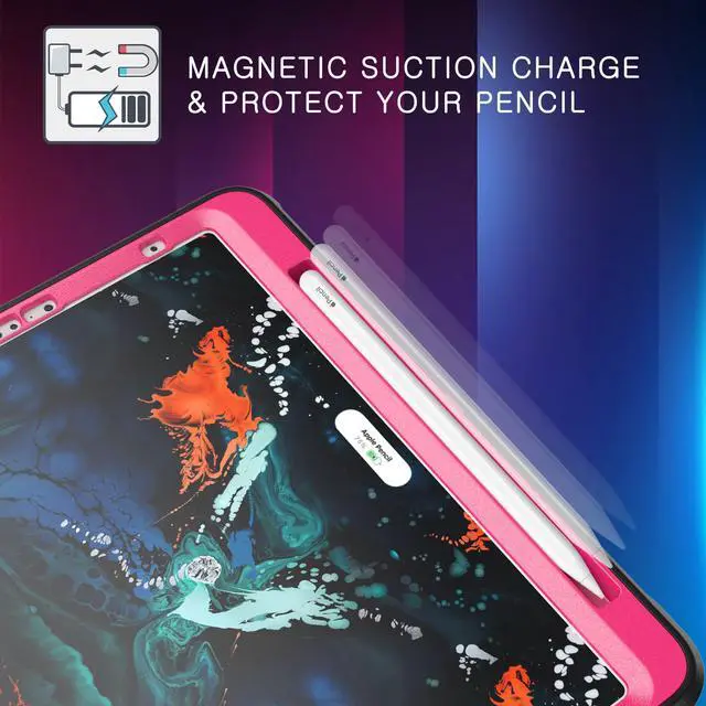 Alt view image 2 of 7 - iPad Pro 11 Case 2020 2nd Generation Heavy Shockproof Protective Cover with Pencil Holder / Shoulder Strap / Stand