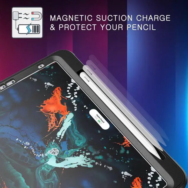 Alt view image 2 of 7 - iPad Pro 11 Case 2020 2nd Generation Heavy Shockproof Protective Cover with Pencil Holder / Shoulder Strap / Stand