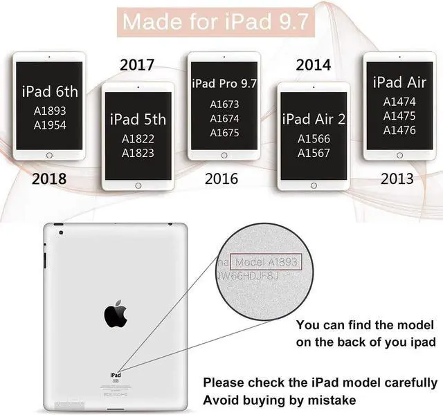 Alt view image 2 of 7 - iPad 9.7 Keyboard Case with Touchpad for iPad 2018 6th Gen / iPad 2017 5th Gen / iPad Pro 9.7 / iPad Air 2 / 1 Detachable Bluetooth Keyboard Leather Folio Smart Slim Case with Pencil Holder