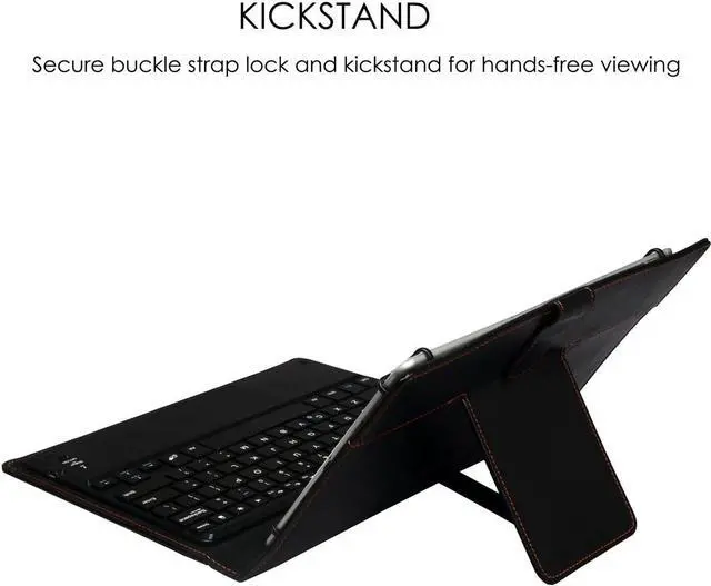 Alt view image 2 of 7 - Touchpad Executive Keyboard Case for 7 inch - 8 inch Tablets | 2-in-1 Universal Bluetooth Wireless Keyboard & Leather Folio Cover Black