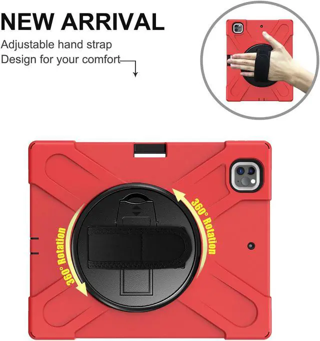 Alt view image 3 of 7 - iPad Pro 12.9 Case 2020 2018  - Shockproof Cover with Shoulder Strap, Hand Strap, Pencil Hoder / Kickstand for iPad Pro 12.9 4th Gen 2020 [Support 2nd Gen iPad Pencil Charging] / 3rd Gen 2018