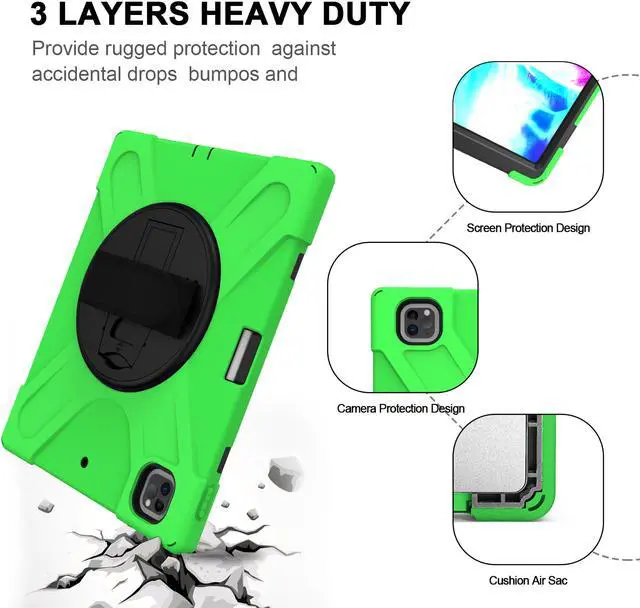 Alt view image 2 of 7 - iPad Pro 12.9 Case 2020 2018  - Shockproof Cover with Shoulder Strap, Hand Strap, Pencil Hoder / Kickstand for iPad Pro 12.9 4th Gen 2020 [Support 2nd Gen iPad Pencil Charging] / 3rd Gen 2018