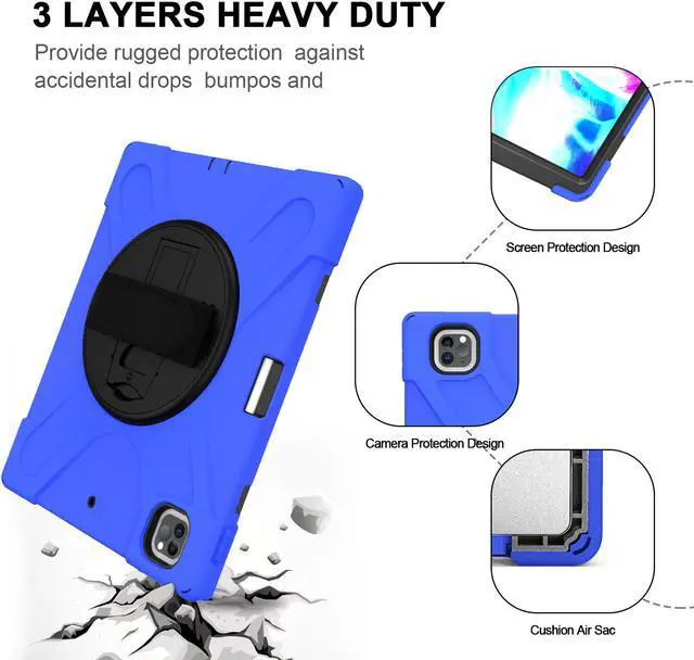 Alt view image 2 of 7 - iPad Pro 12.9 Case 2020 2018  - Shockproof Cover with Shoulder Strap, Hand Strap, Pencil Hoder / Kickstand for iPad Pro 12.9 4th Gen 2020 [Support 2nd Gen iPad Pencil Charging] / 3rd Gen 2018