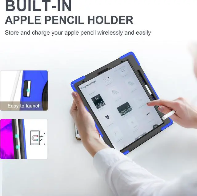 Alt view image 6 of 7 - iPad Pro 12.9 Case 2020 2018  - Shockproof Cover with Shoulder Strap, Hand Strap, Pencil Hoder / Kickstand for iPad Pro 12.9 4th Gen 2020 [Support 2nd Gen iPad Pencil Charging] / 3rd Gen 2018