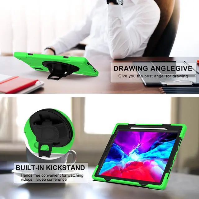 Alt view image 4 of 7 - iPad Pro 12.9 Case 2020 2018  - Shockproof Cover with Shoulder Strap, Hand Strap, Pencil Hoder / Kickstand for iPad Pro 12.9 4th Gen 2020 [Support 2nd Gen iPad Pencil Charging] / 3rd Gen 2018