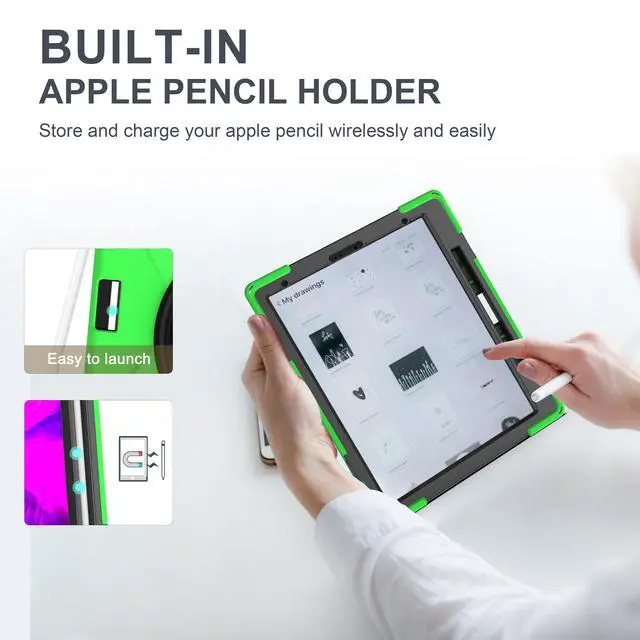 Alt view image 6 of 7 - iPad Pro 12.9 Case 2020 2018  - Shockproof Cover with Shoulder Strap, Hand Strap, Pencil Hoder / Kickstand for iPad Pro 12.9 4th Gen 2020 [Support 2nd Gen iPad Pencil Charging] / 3rd Gen 2018