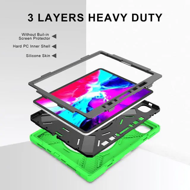 Alt view image 5 of 7 - iPad Pro 12.9 Case 2020 2018  - Shockproof Cover with Shoulder Strap, Hand Strap, Pencil Hoder / Kickstand for iPad Pro 12.9 4th Gen 2020 [Support 2nd Gen iPad Pencil Charging] / 3rd Gen 2018