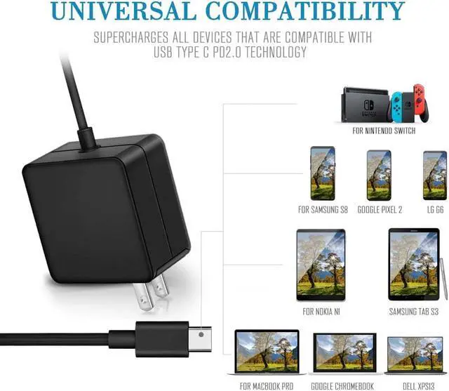 Alt view image 3 of 7 - 87W / 90W USB C Power Adapter, Type C Power Delivery PD Wall Charger 87W (Compatible 61W, 45W, 30W and 12W) for MacBook Pro Air 2018, HP, Dell, Lenovo and Any Laptops or Smart Phones with USB C