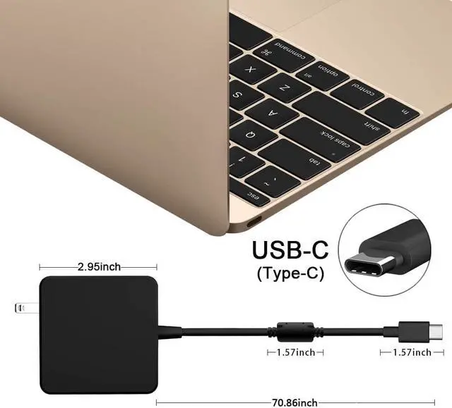 Alt view image 7 of 7 - 87W / 90W USB C Power Adapter, Type C Power Delivery PD Wall Charger 87W (Compatible 61W, 45W, 30W and 12W) for MacBook Pro Air 2018, HP, Dell, Lenovo and Any Laptops or Smart Phones with USB C