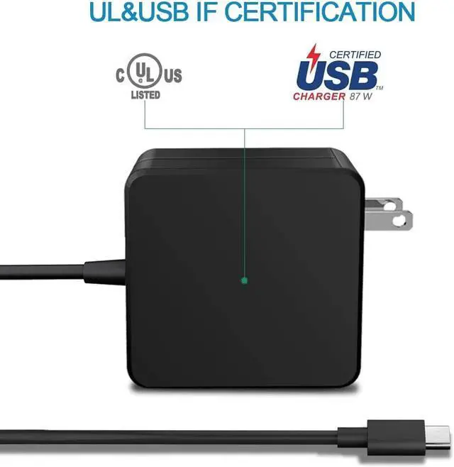 Alt view image 5 of 7 - 87W / 90W USB C Power Adapter, Type C Power Delivery PD Wall Charger 87W (Compatible 61W, 45W, 30W and 12W) for MacBook Pro Air 2018, HP, Dell, Lenovo and Any Laptops or Smart Phones with USB C