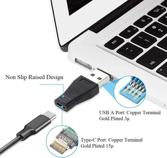 Alt view image 4 of 7 - USB C to USB 3.0 Adapter 2-Pack USB 3.1 Type C Female to USB 3.0 A Male Adapter Converter Support Data Sync and Charging