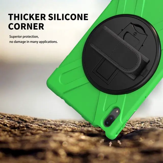 Alt view image 7 of 7 - Case for Lenovo Tab P11 Pro 11.5 inch 2020 Model: TB-J706F/J706L Heavy Duty Rugged Protective Cover with 360 Swivel Kickstand Handle Hand Strap & Shoulder Strap