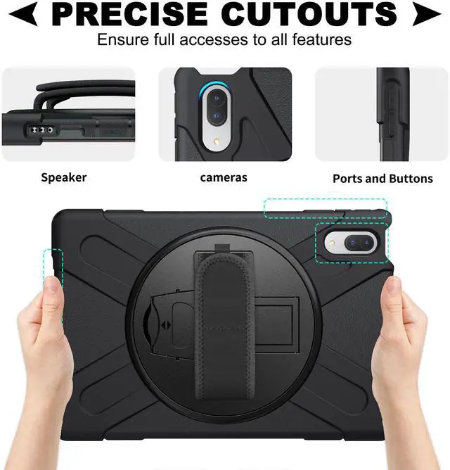 Alt view image 4 of 7 - Case for Lenovo Tab P11 Pro 11.5 inch 2020 Model: TB-J706F/J706L Heavy Duty Rugged Protective Cover with 360 Swivel Kickstand Handle Hand Strap & Shoulder Strap
