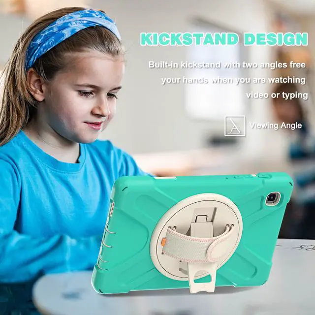 Alt view image 5 of 7 - Galaxy Tab A7 Lite Case, Heavy Duty Rugged Shockproof Case with Adjustable Hand Strap, Carrying Shoulder Strap, Rotating Kickstand for Samsung galaxy Tab A7 Lite 8.7 inch 2021 Model SM-T220 SM-T225