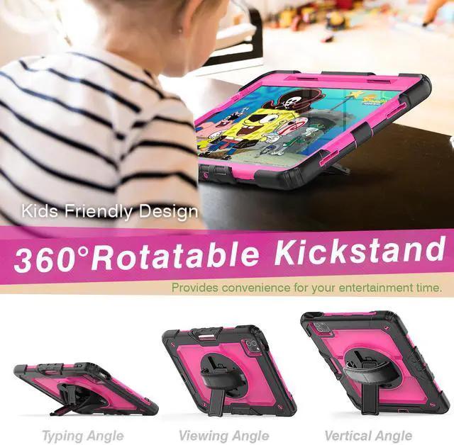Alt view image 3 of 7 - iPad Pro 11 inch Case 2021 3rd Generation with Pencil Holder / Screen Protector / Stand / Shoulder Strap Shockproof Protective Cover for iPad Pro 11 Inch 2021 2020 2018 and iPad Air 4 10.9 2020