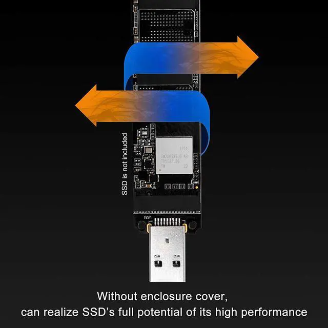 Alt view image 3 of 6 - HAMAXA NVME to USB Adapter M.2 SSD to Type-A Card (No Cable Need) High Performance 10 Gbps USB 3.1 Gen 2 Bridge Chip Use as Portable SSD USB to M2 SSD Key M Support Windows XP / 7/8 / 10 MAC OS