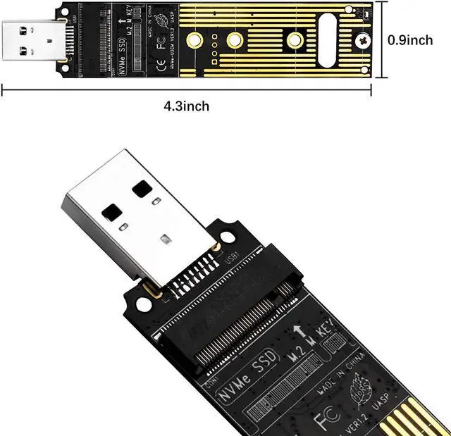 Alt view image 4 of 6 - HAMAXA NVME to USB Adapter M.2 SSD to Type-A Card (No Cable Need) High Performance 10 Gbps USB 3.1 Gen 2 Bridge Chip Use as Portable SSD USB to M2 SSD Key M Support Windows XP / 7/8 / 10 MAC OS