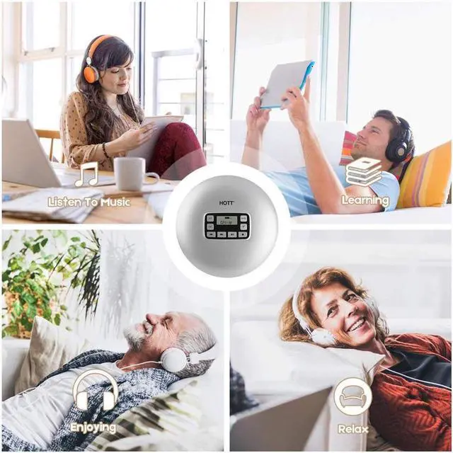 Alt view image 7 of 7 - HAMAXA CD Player HOTT Portable Compact CD Player Support CD-R CD-RW MP3 Compact Disc CD Players with LCD Display Electronic Skip Protection Shockproof Anti Scratch Function Silver
