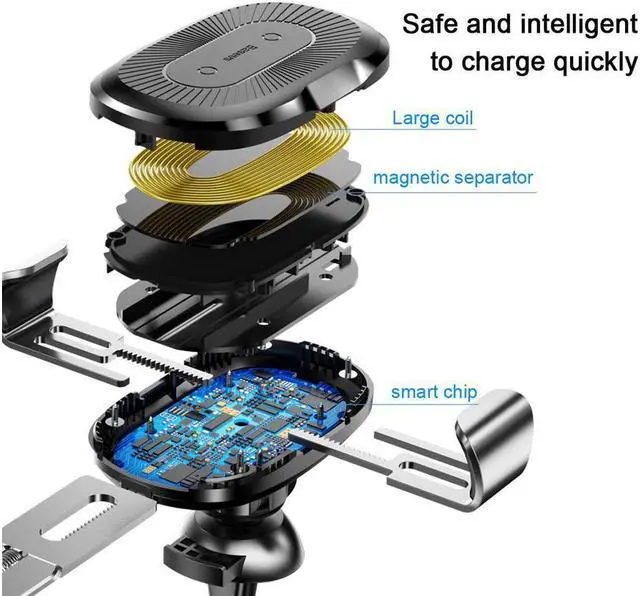 Alt view image 2 of 7 - Qi Fast Wireless Car Charger Air Vent Phone Holder Car Mount for iPhone 12 Pro SE 11 Pro Max XS Max XR X 8 Plus Samsung S20 S10 S9 S8 Note10 Note9 LG Pixel & Qi Enabled Devices
