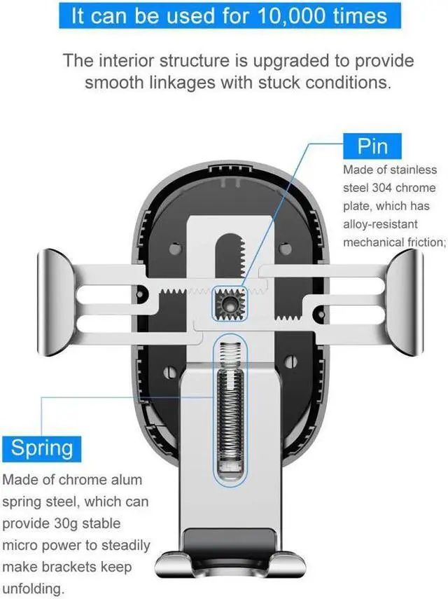 Alt view image 5 of 7 - Qi Fast Wireless Car Charger Air Vent Phone Holder Car Mount for iPhone 12 Pro SE 11 Pro Max XS Max XR X 8 Plus Samsung S20 S10 S9 S8 Note10 Note9 LG Pixel & Qi Enabled Devices
