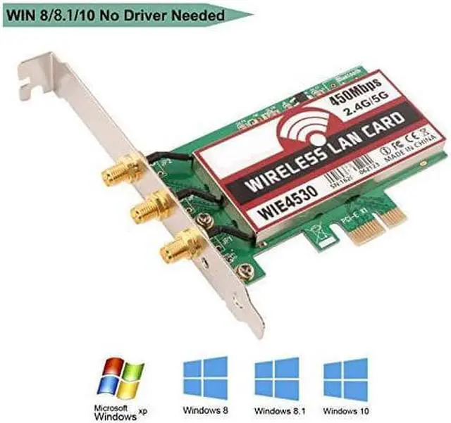 Alt view image 6 of 7 - Dual Band 450Mbps Wireless PCI-E Express Card WiFi Network Adapter Card Support Dual Band(2.4GHz 450Mbps or 5GHz 450Mbps) with 3PCS Antenna for Win7/Win8/Win10(WIE4530)