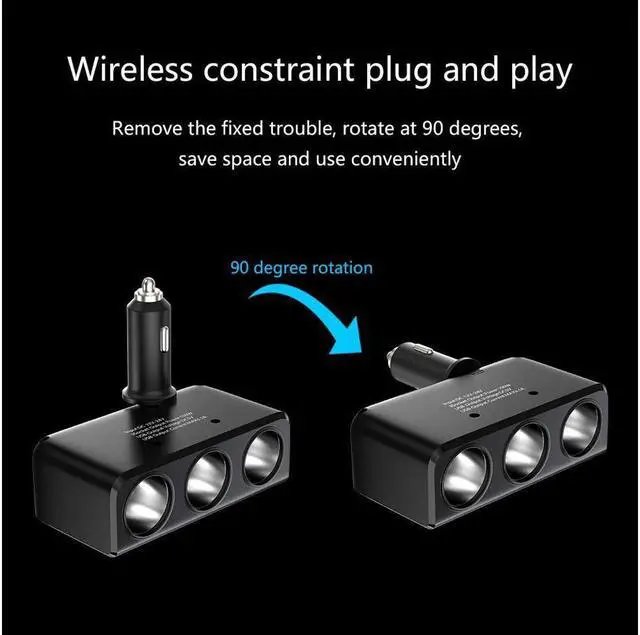 Alt view image 5 of 7 - 3 Sockets DC 12V/24V Cigarette Lighter Splitter, 3.1ADual USB Car Charger Adapter Voltmeter