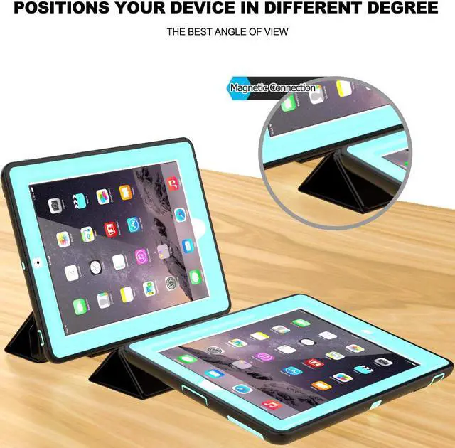 Alt view image 5 of 7 - iPad 2/3/4 Case with Smart Cover, Three Layer Drop Protection Rugged Protective Heavy Duty iPad Case with Magnetic Smart Auto Wake/Sleep Cover Compatible with Apple iPad 2/3/4-Black/Light