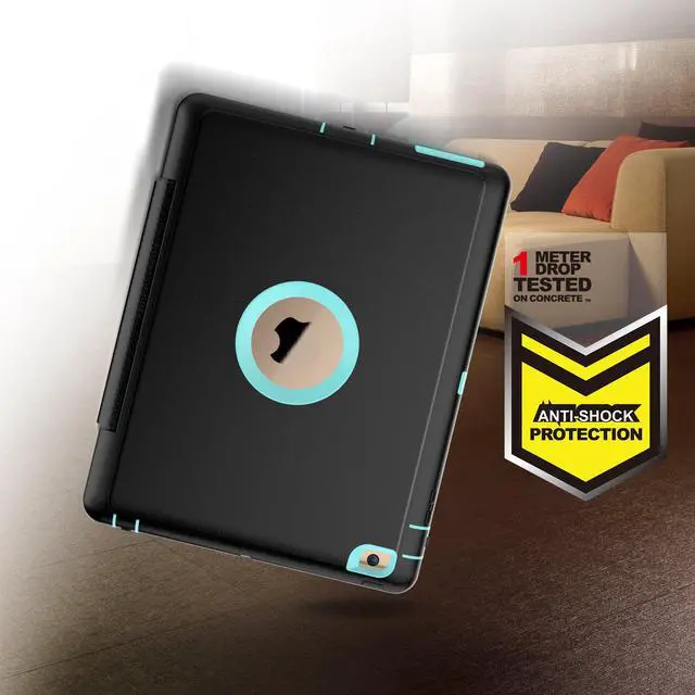 Alt view image 6 of 7 - iPad 2/3/4 Case with Smart Cover, Three Layer Drop Protection Rugged Protective Heavy Duty iPad Case with Magnetic Smart Auto Wake/Sleep Cover Compatible with Apple iPad 2/3/4-Black/Light