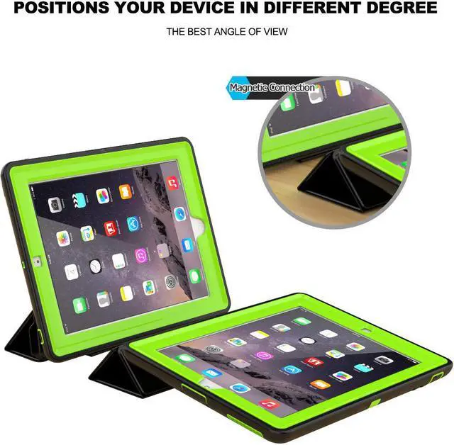 Alt view image 3 of 7 - iPad 2/3/4 Case with Smart Cover, Three Layer Drop Protection Rugged Protective Heavy Duty iPad Case with Magnetic Smart Auto Wake/Sleep Cover Compatible with Apple iPad 2/3/4-Black/Light