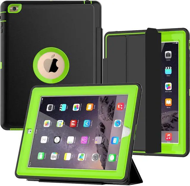 Main image of iPad 2/3/4 Case with Smart Cover, Three Layer Drop Protection Rugged Protective Heavy Duty iPad Case with Magnetic Smart Auto Wake/Sleep Cover Compatible with Apple iPad 2/3/4-Black/Light