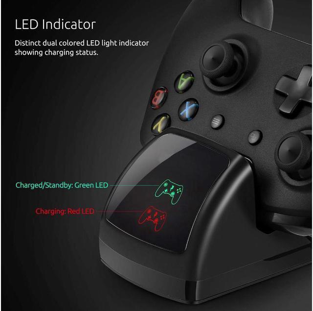 Alt view image 4 of 7 - Xbox One Controller Charger, Slopehill Xbox One / One S / One Elite Wireless Controller Charger Charging Station Stand Dock Adapter With 2 Rechargeable 400mAh Battery Packs, 3 - 4 Hours Gaming Time