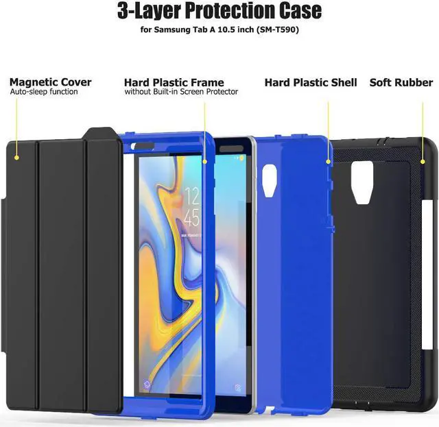 Alt view image 4 of 6 - Galaxy Tab A 10.5 2018 SM-T590/T595 Case Heavy Duty Three Layer Smart Protective with Auto Sleep/Wake & Built-in Screen Protector for Samsung Tab A 10.5 2018 SM-T590/T595