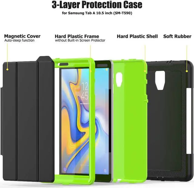 Alt view image 4 of 6 - Galaxy Tab A 10.5 2018 SM-T590/T595 Case Heavy Duty Three Layer Smart Protective with Auto Sleep/Wake & Built-in Screen Protector for Samsung Tab A 10.5 2018 SM-T590/T595