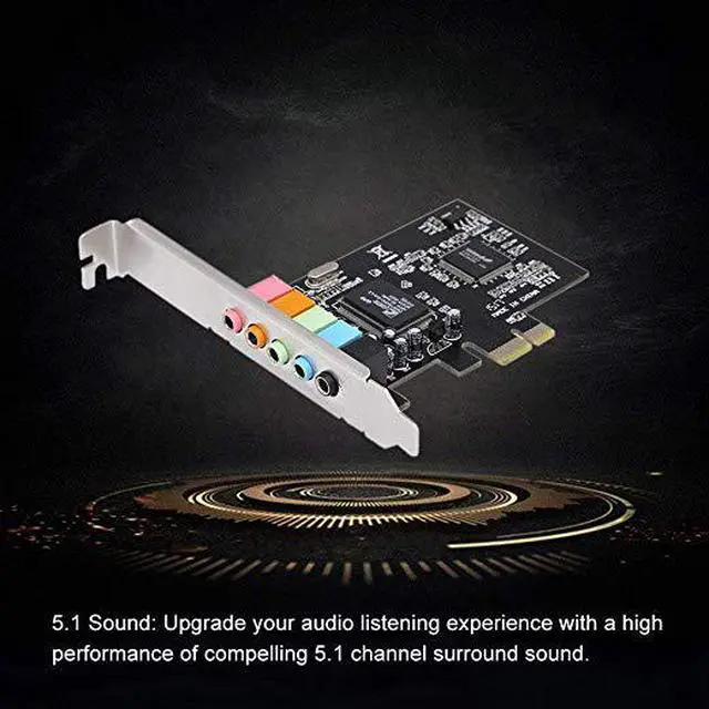 Alt view image 5 of 5 - PCIe Sound Card, 5.1 Internal Sound Card for PC Windows 10 with Low Profile Bracket, 3D Stereo PCI-e Audio Card, CMI8738 Chip 32/64 Bit Sound Card PCI Express Adapter
