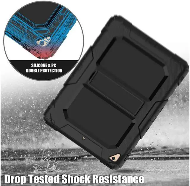 Alt view image 6 of 7 - iPad 9.7 Case iPad Air 2 Cover Heavy Duty Rugged Shockproof Silicone Protective Case With Stand & Shoulder Strap For Apple iPad Air 2 / iPad Pro 9.7 / iPad 9.7 2017 2018 iPad 5th / 6th Generation