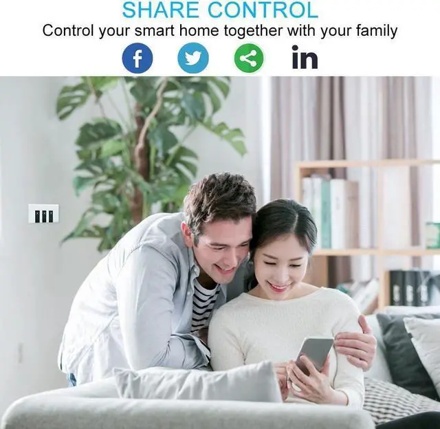 Alt view image 4 of 7 - WiFi Smart Alexa Light Switch, 3 Gang Touch Wall Plate Light Switch Panel