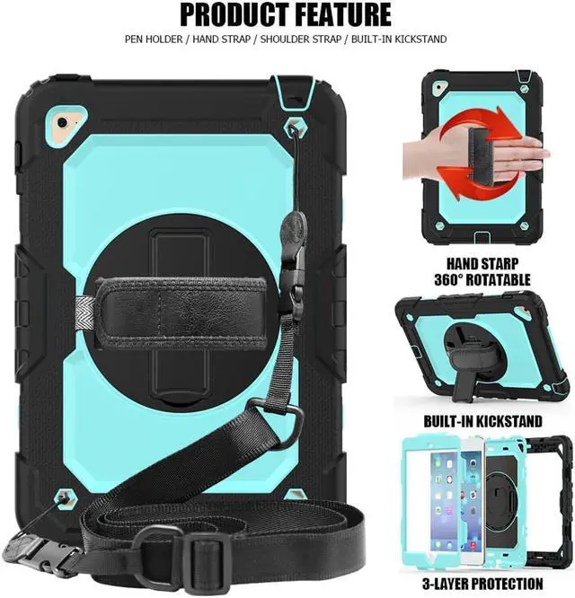Alt view image 3 of 5 - iPad Mini 4 Case 360 Degree Kickstand Dropproof High Impact Resistant Heavy Duty Armor Shockproof Cover with HandStrap Shoulder Belt for iPad Mini 4 Mini4 4th Gen