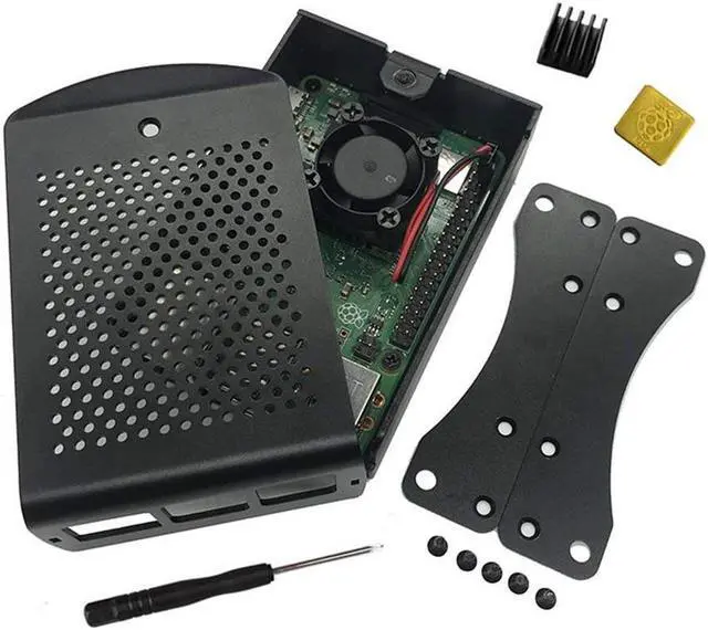 Main image of Raspberry Pi B+ 2B 3B 3B+ Aluminum Case Metal Chassis Shell Box with Onboard Cooling Fan