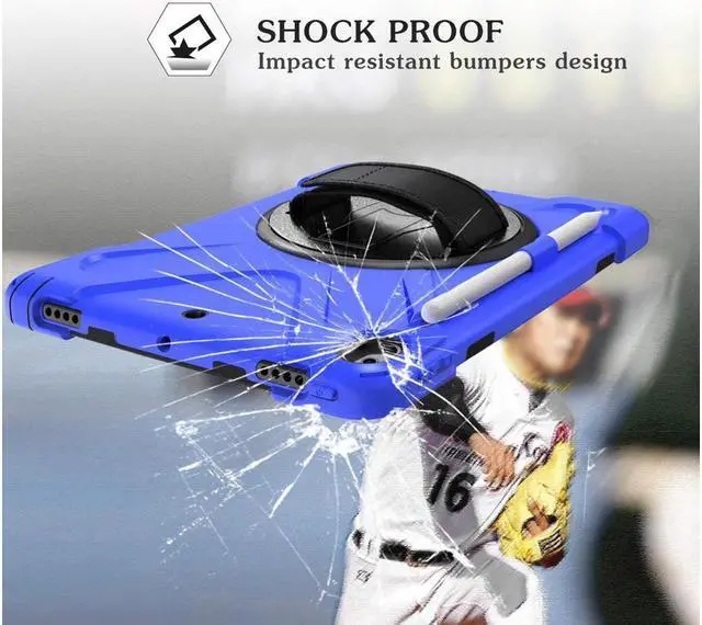 Alt view image 3 of 6 - iPad AIR 3rd Generation 10.5” 2019 Case iPad Pro 10.5 inch 2017 Case - Heavy Duty Shockproof Protective Case Cover with Pencil Holder Rotating Stand / Hand Strap Carrying Shoulder Strap