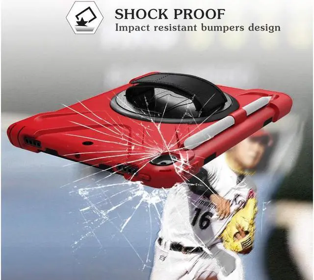 Alt view image 4 of 6 - iPad AIR 3rd Generation 10.5” 2019 Case iPad Pro 10.5 inch 2017 Case - Heavy Duty Shockproof Protective Case Cover with Pencil Holder Rotating Stand / Hand Strap Carrying Shoulder Strap