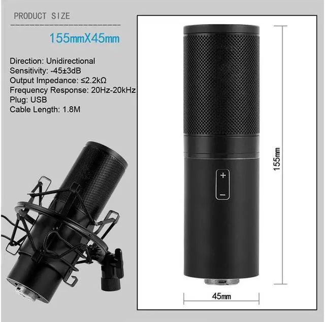 Alt view image 5 of 7 - Professional Studio Broadcasting & Recording Microphone Set PC Microphone Kit with Shock Mount USB Cable for PC Studio Recording Podcasting Youtube Karaoke